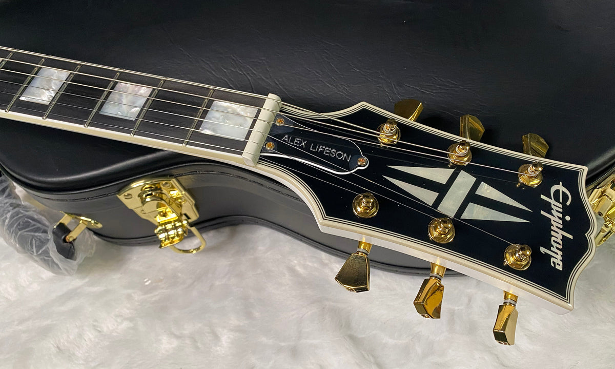 NEW ! Epiphone Inspired by Gibson Custom Alex Lifeson 1976 ES-355 Reissue Electric Guitar - Alpine White - Authorized Dealer - IN-STOCK!