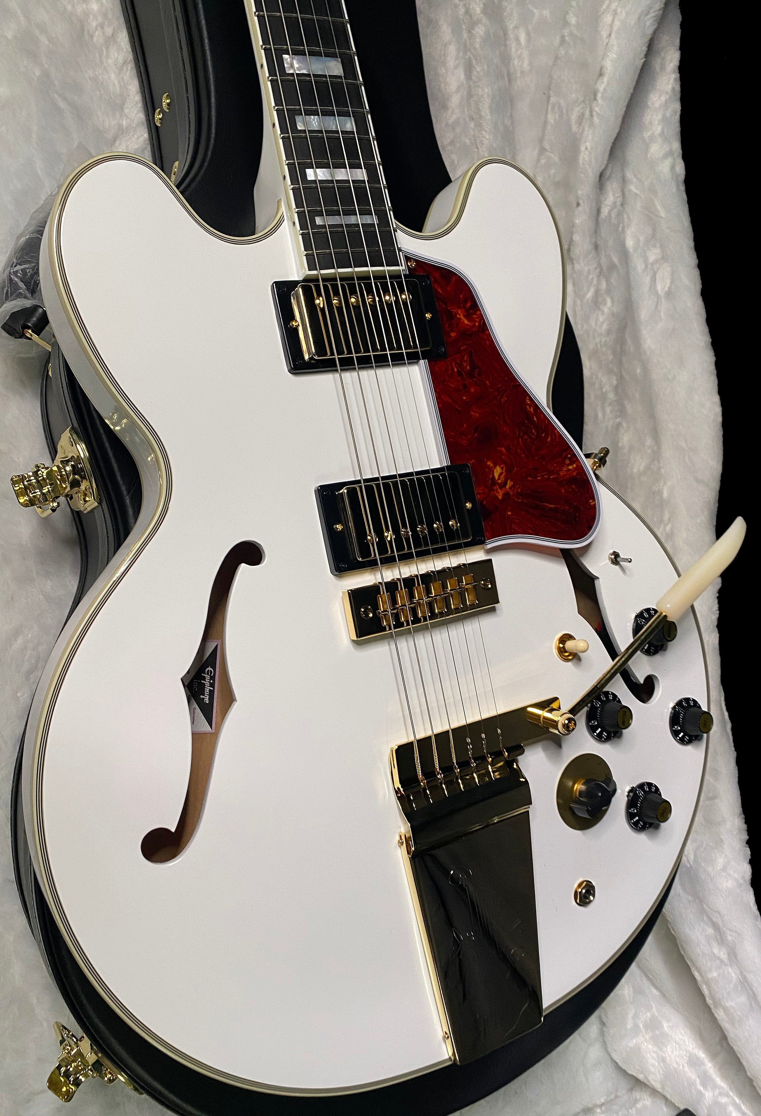 NEW ! Epiphone Inspired by Gibson Custom Alex Lifeson 1976 ES-355 Reissue Electric Guitar - Alpine White - Authorized Dealer - IN-STOCK!