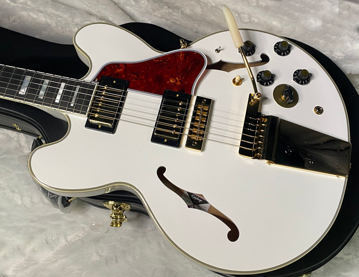 NEW ! Epiphone Inspired by Gibson Custom Alex Lifeson 1976 ES-355 Reissue Electric Guitar - Alpine White - Authorized Dealer - IN-STOCK!