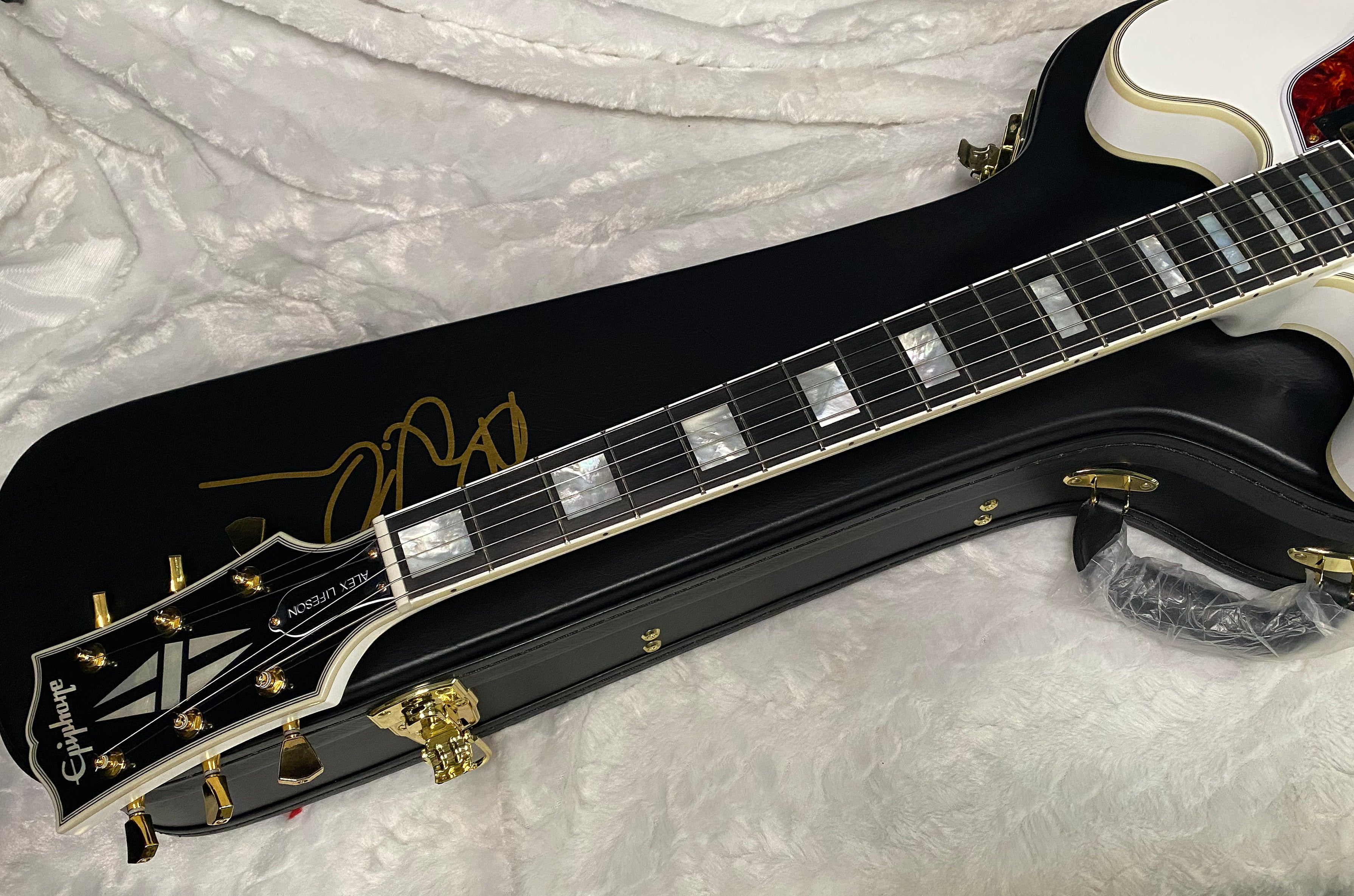 NEW ! Epiphone Inspired by Gibson Custom Alex Lifeson 1976 ES-355 Reissue Electric Guitar - Alpine White - Authorized Dealer - IN-STOCK!