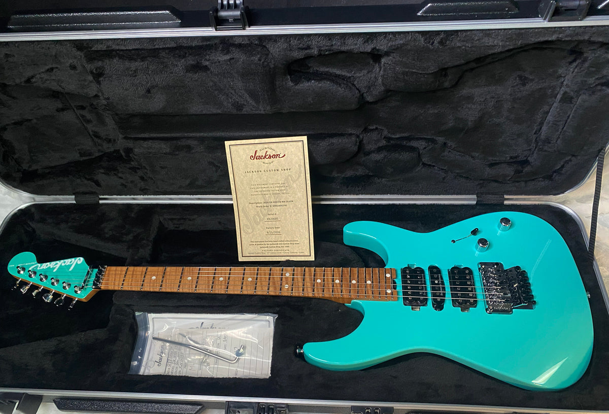 NEW ! Jackson Custom Shop Dinky HSH - Roasted Maple Neck & Fretboard - DK - Seafoam Green - Authorized Dealer - 8.1 lbs - G07719