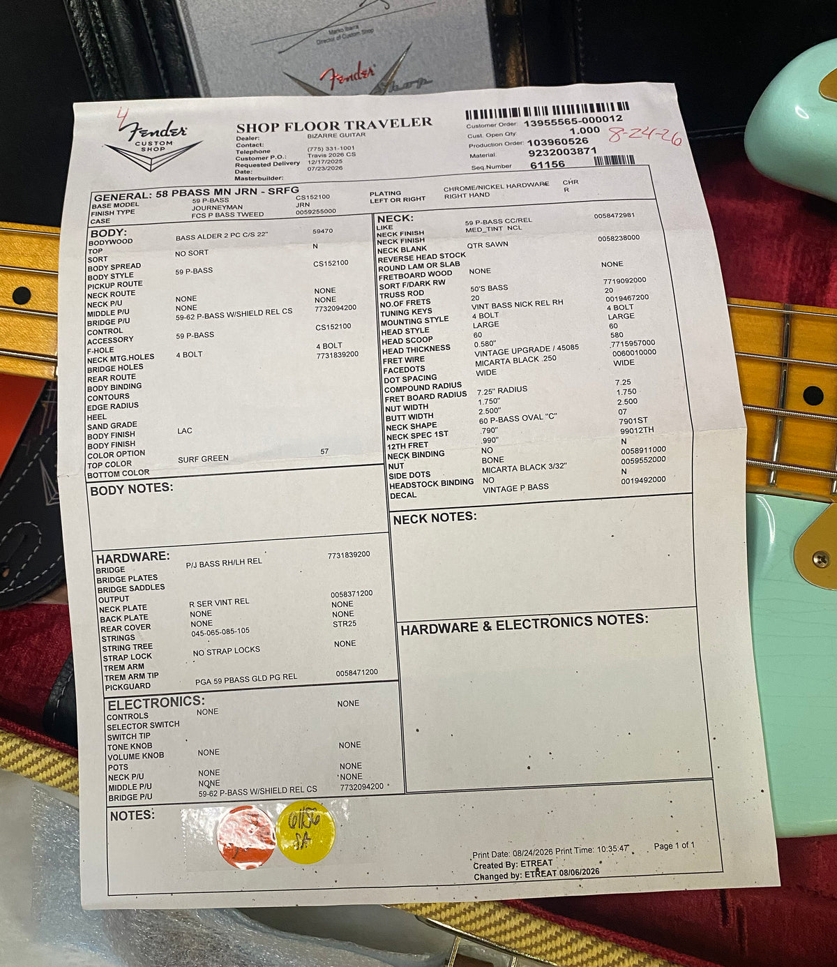 NEW! Fender Custom Shop 1958 Precision Bass Journeyman Relic - Surf Green - Authorized Dealer - 8.5lbs - G07721