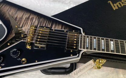 NEW! Gibson Custom Shop Flying V Custom - Cobra Black Curly Flame Top - Authorized Dealer - Ultra RARE! 7.1 lbs - G07007
