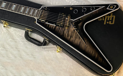 NEW! Gibson Custom Shop Flying V Custom - Cobra Black Curly Flame Top - Authorized Dealer - Ultra RARE! 7.1 lbs - G07007