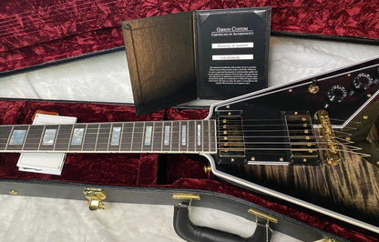 NEW! Gibson Custom Shop Flying V Custom - Cobra Black Curly Flame Top - Authorized Dealer - Ultra RARE! 7.1 lbs - G07007
