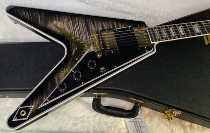 NEW! Gibson Custom Shop Flying V Custom - Cobra Black Curly Flame Top - Authorized Dealer - Ultra RARE! 7.1 lbs - G07006