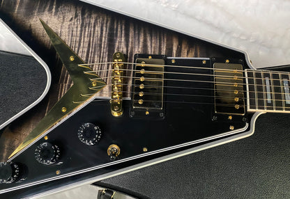 NEW! Gibson Custom Shop Flying V Custom - Cobra Black Curly Flame Top - Authorized Dealer - Ultra RARE! 7.1 lbs - G07006