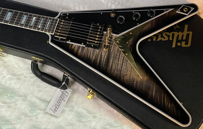 NEW! Gibson Custom Shop Flying V Custom - Cobra Black Curly Flame Top - Authorized Dealer - Ultra RARE! 7.1 lbs - G07006