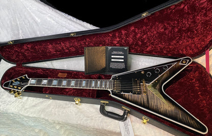 NEW! Gibson Custom Shop Flying V Custom - Cobra Black Curly Flame Top - Authorized Dealer - Ultra RARE! 7.1 lbs - G07006