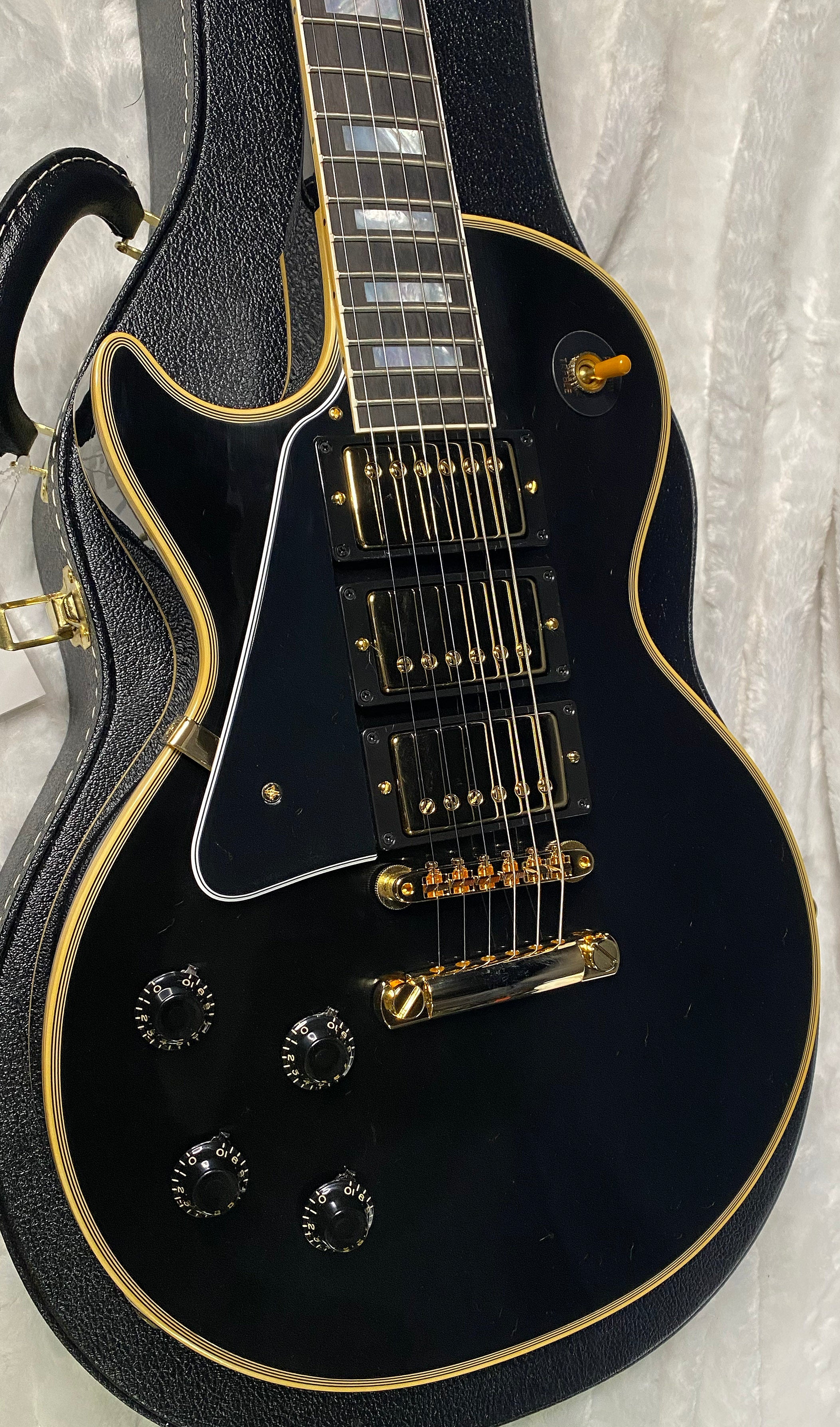 NEW! Gibson Custom Shop Historic 3-Pickup '57 Les Paul Custom Black Beauty - Left Handed - Ebony VOS - Authorized Dealer - 9.9lbs - G06338