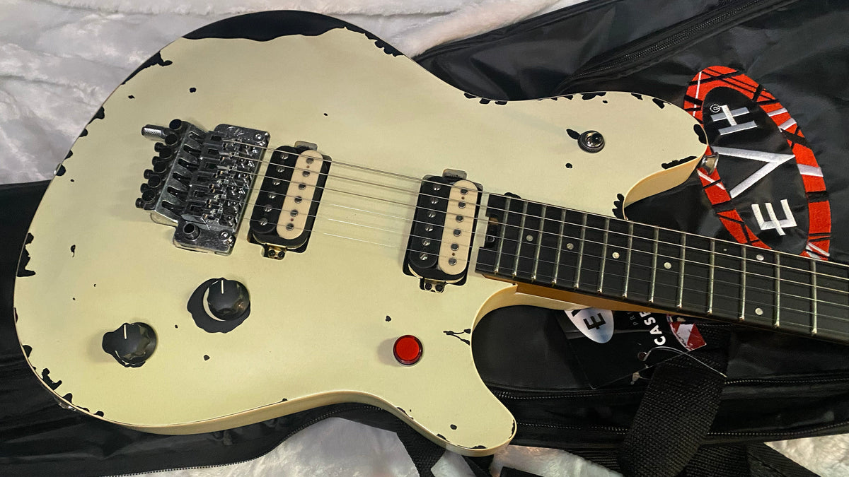 NEW ! EVH  Limited Edition Wolfgang Special Striped Series, Ebony Fingerboard, Distressed Ivory - 7lbs - Authorized Dealer - G07649