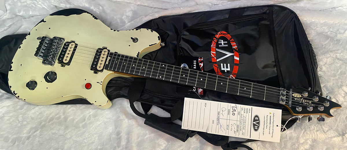 NEW ! EVH  Limited Edition Wolfgang Special Striped Series, Ebony Fingerboard, Distressed Ivory - 7lbs - Authorized Dealer - G07649