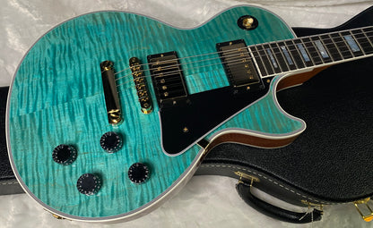 NEW! Gibson Dealer Select Custom Shop Les Paul Custom AAA Quilt Top - Aqua Blue - Authorized Dealer - WOW! 8 lbs - G06348