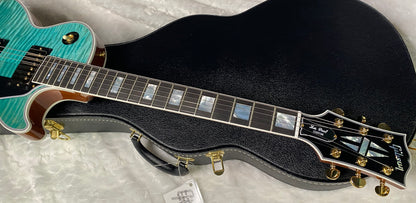 NEW! Gibson Dealer Select Custom Shop Les Paul Custom AAA Quilt Top - Aqua Blue - Authorized Dealer - WOW! 8 lbs - G06348