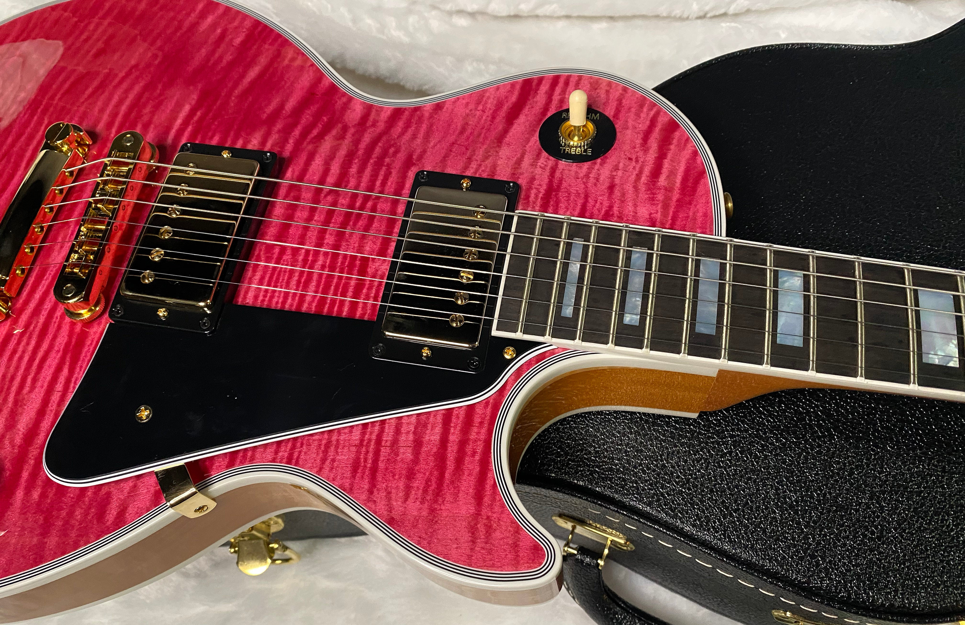 NEW! Gibson Dealer Select Custom Shop Les Paul Custom AAA Figured Top - Transparent Pink - Authorized Dealer - WOW! 8.8 lbs - G06328