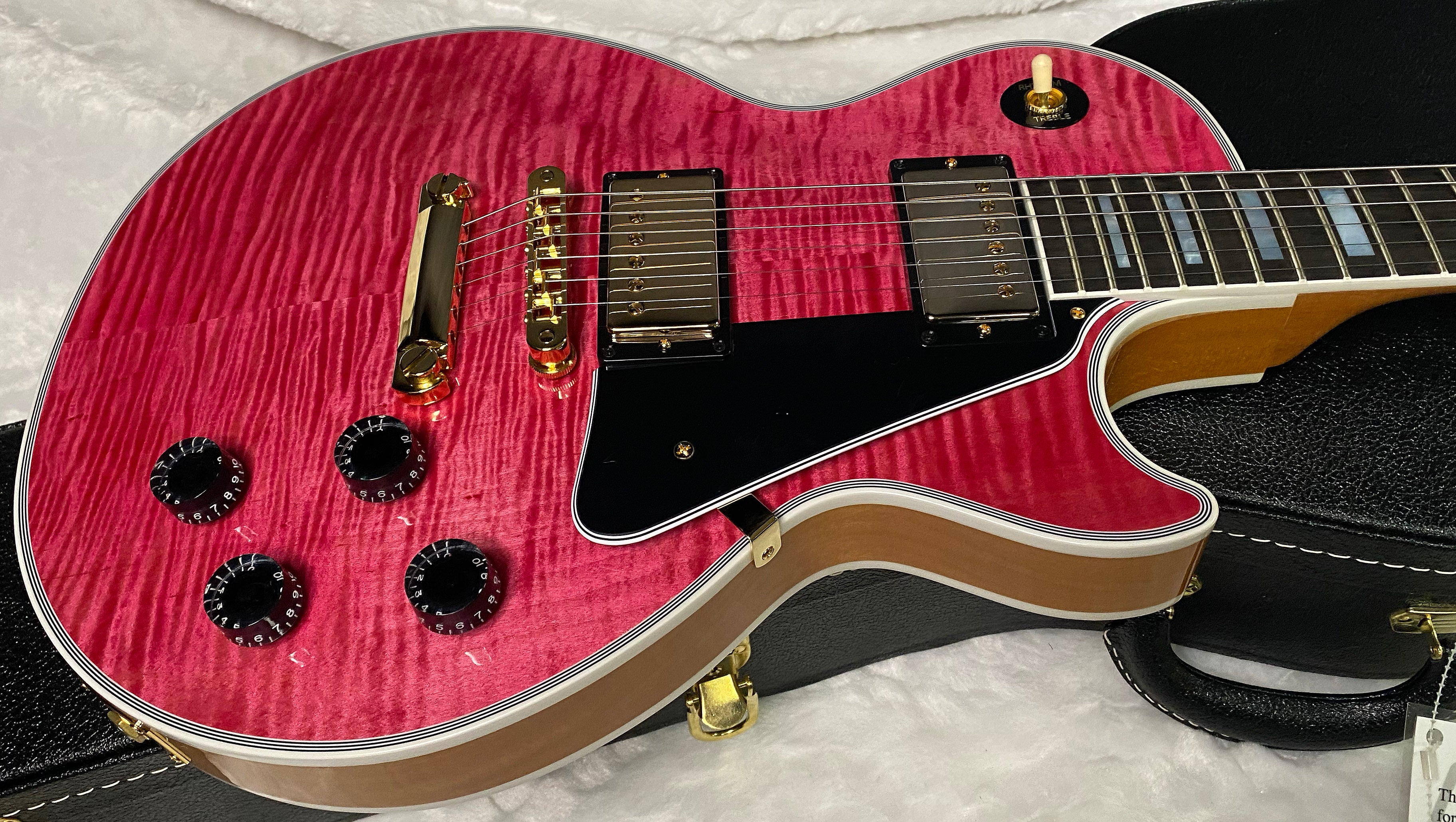 NEW! Gibson Dealer Select Custom Shop Les Paul Custom AAA Figured Top - Transparent Pink - Authorized Dealer - WOW! 8.8 lbs - G06328
