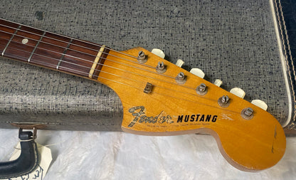 1966 Fender Mustang - Heavily Modded - Original Hardshell Case - Olympic White - Sanded Top & Back - COOL Vintage Guitar!