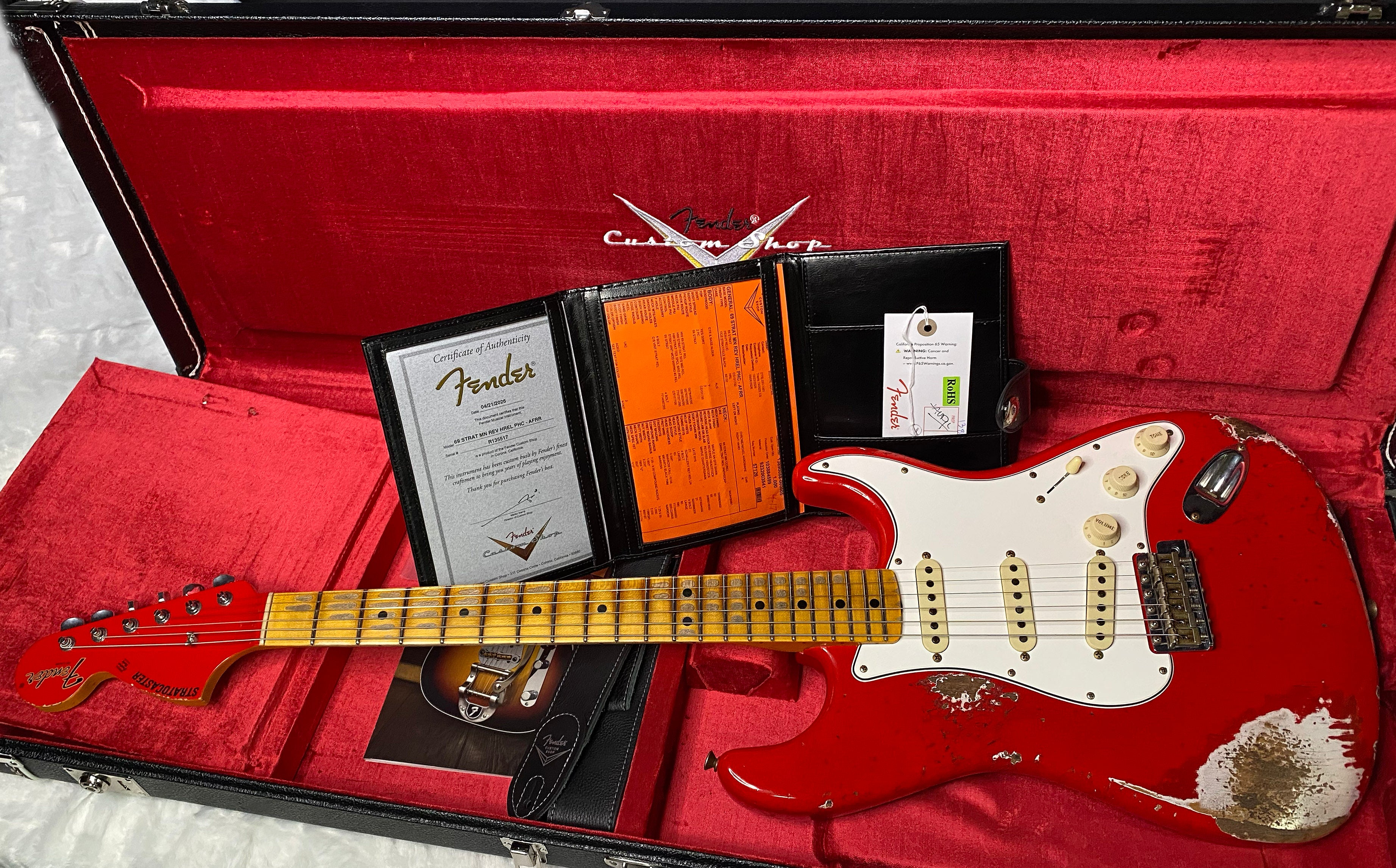 NEW! Fender Custom Shop Special Run '69 Stratocaster Heavy Relic - Handwound P/U's - Aged Ferrari Red - Reverse Headstock - 7.9lbs - Authorized Dealer - One OFF! SUPER RARE! G07043