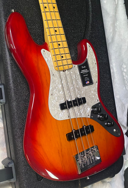 NEW ! Fender American Professional Jazz Bass Maple Fingerboard - Ash Body - Aged Cherry Burst - Authorized Dealer - In-Stock! G07754