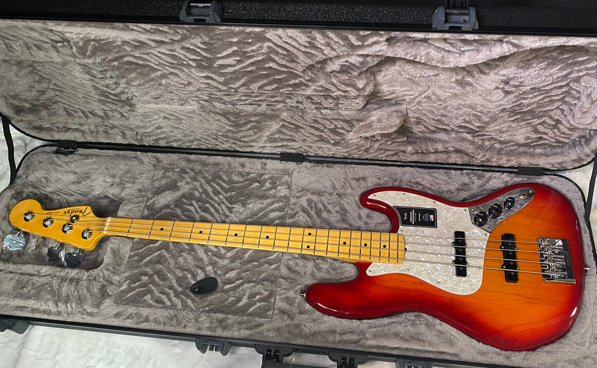 NEW ! Fender American Professional Jazz Bass Maple Fingerboard - Ash Body - Aged Cherry Burst - Authorized Dealer - In-Stock! G07754