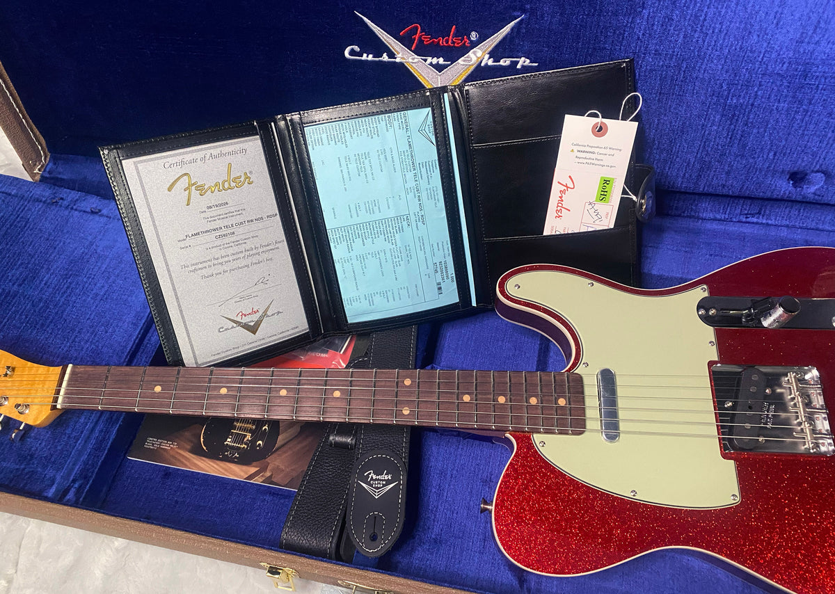 NEW! Fender Custom Shop Flamethrower Telecaster Custom - NOS - Modern Specs - Texas Special Pick-Ups - AAAA Flamed Neck - Red Sparkle - Authorized Dealer - 7.8 lbs - G07762