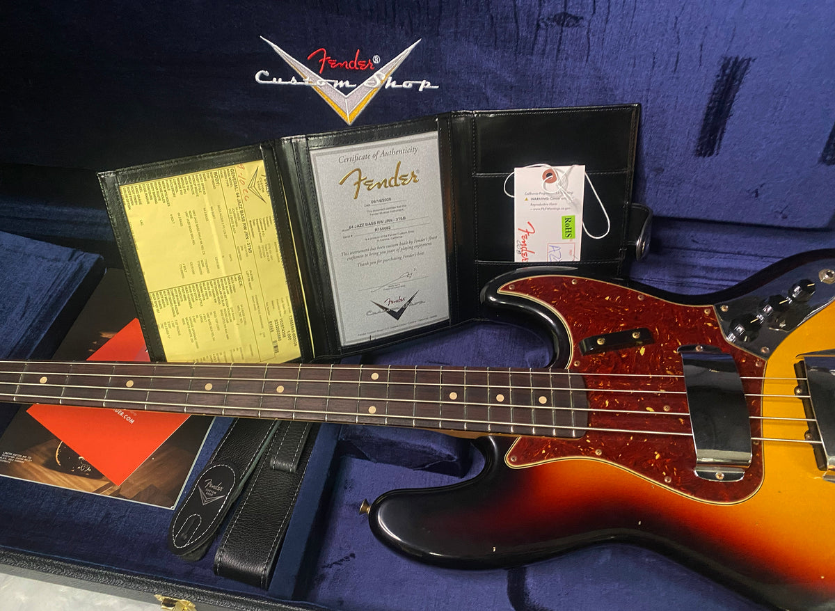 NEW! Fender Custom Shop 64 Jazz Bass Relic - Sunburst Finish - 9.35 lbs - Authorized Dealer - G07766