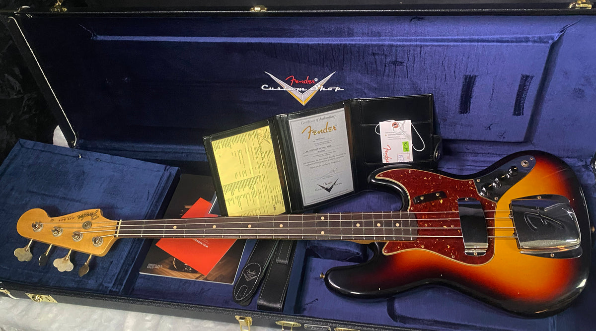 NEW! Fender Custom Shop 64 Jazz Bass Relic - Sunburst Finish - 9.35 lbs - Authorized Dealer - G07766