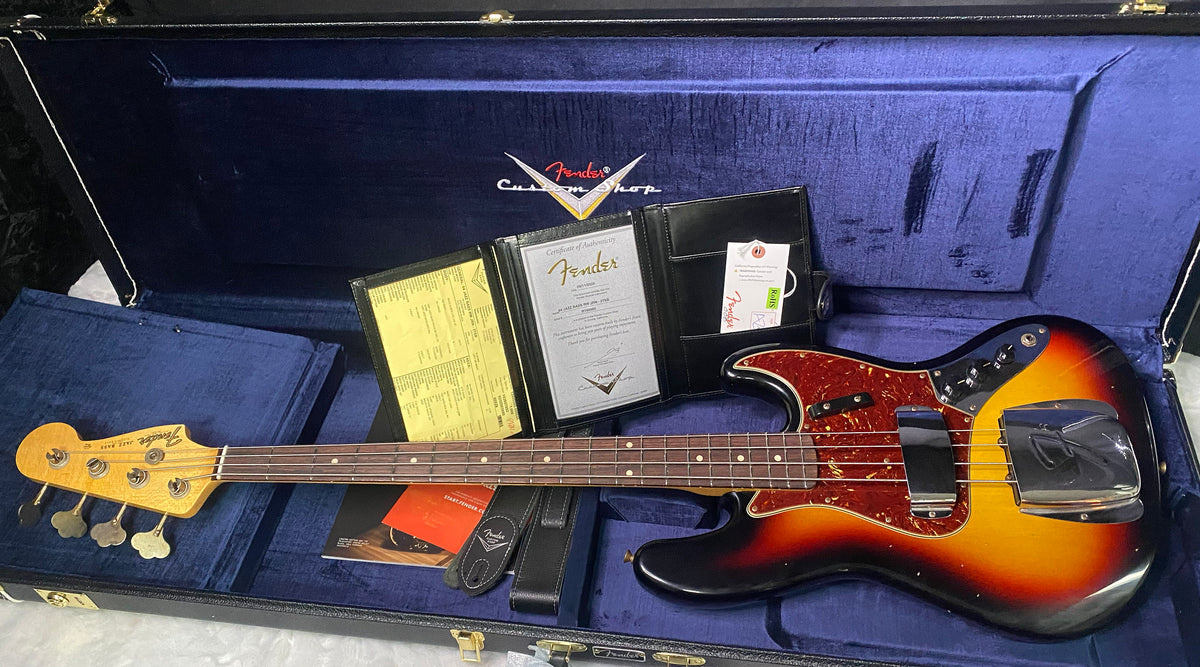 NEW! Fender Custom Shop 64 Jazz Bass Relic - 3-Tone Sunburst Finish - 9.45 lbs - Authorized Dealer - G07767