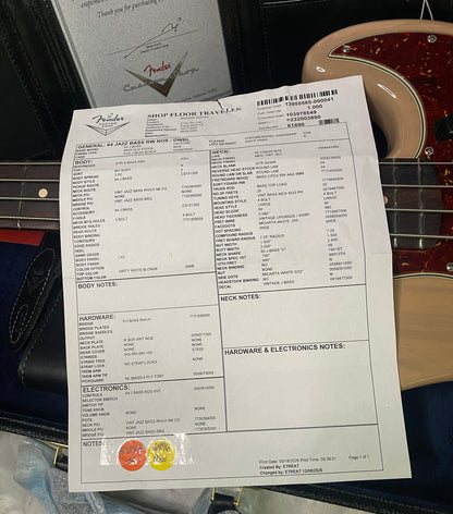 NEW! Fender Custom Shop 64 Jazz Bass NOS - Dirty White Blonde - Ash Body - 9.2 lbs - Authorized Dealer - G07792