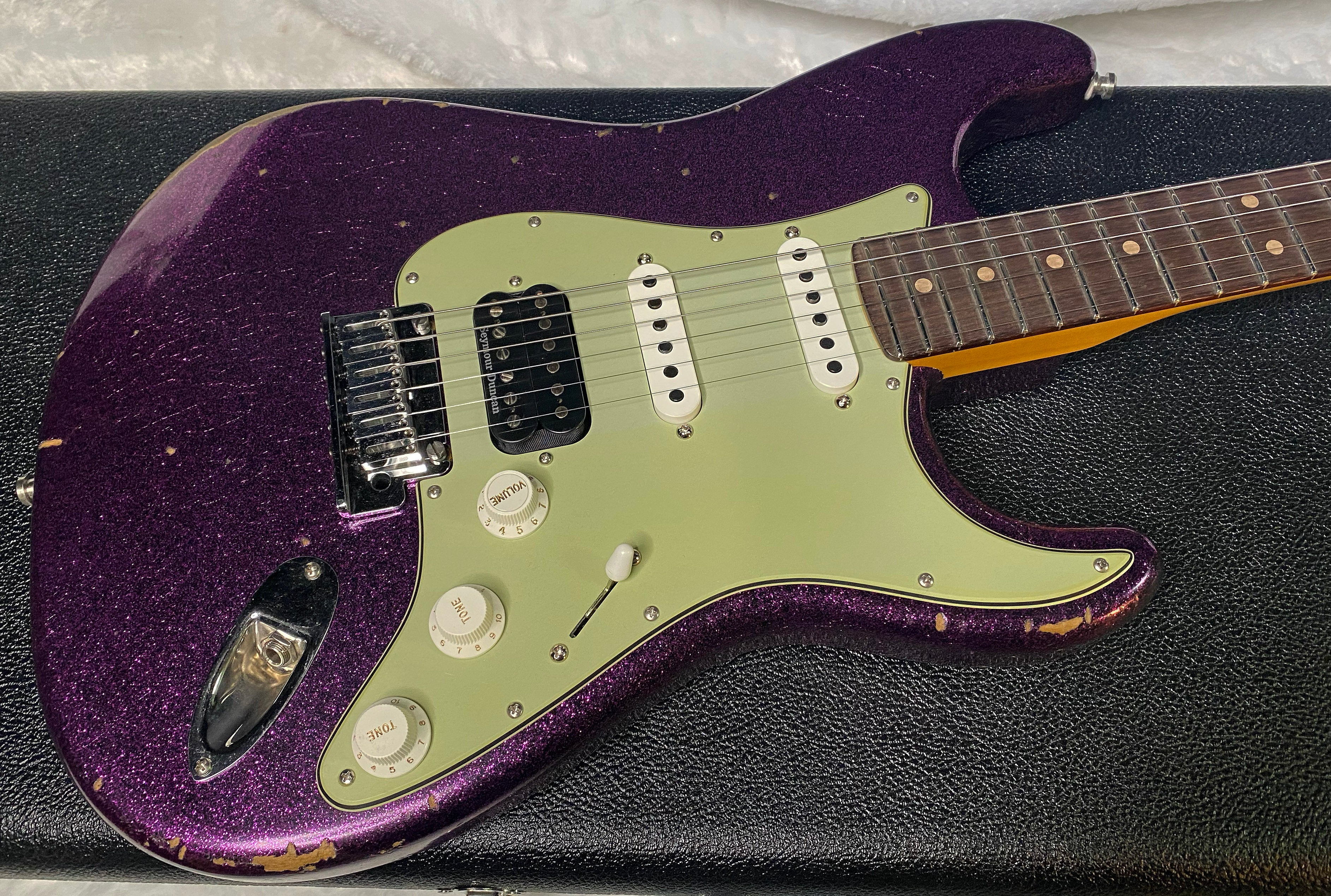 NEW! Fender Custom Shop Custom Deluxe HSS S-1 Stratocaster Relic - Magenta Sparkle - Authorized Dealer - 8.2 lbs - G06384