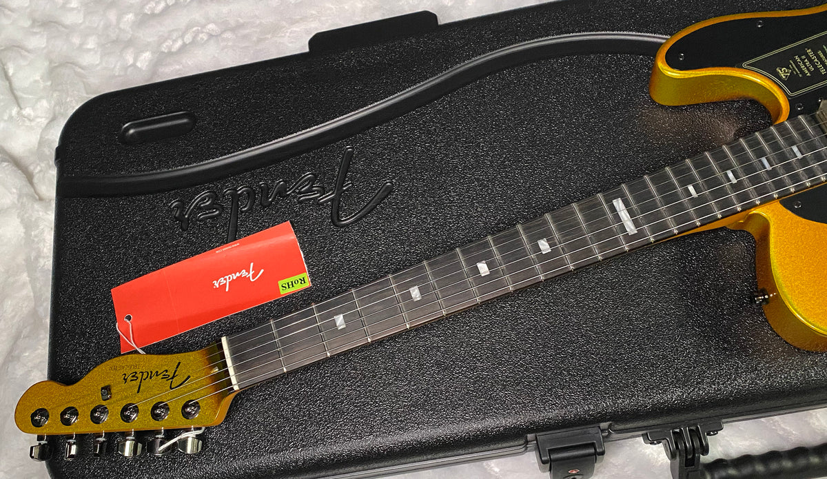 NEW! Fender 75th Anniversary American Ultra II Telecaster - Ebony Board - Liquid Gold Finish - 7.9lbs - Authorized Dealer - G07798