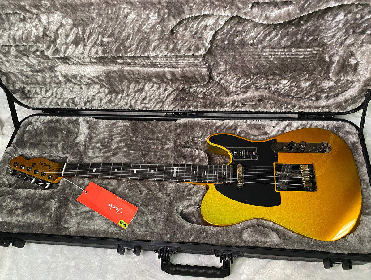 NEW! Fender 75th Anniversary American Ultra II Telecaster - Ebony Board - Liquid Gold Finish - 7.9lbs - Authorized Dealer - G07798