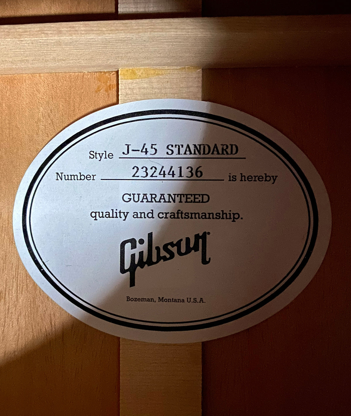 NEW ! Gibson Acoustic J-45 Standard Acoustic Electric Guitar - Natural Gloss Cherry Back - 4.35lbs - Authorized Dealer - G07807