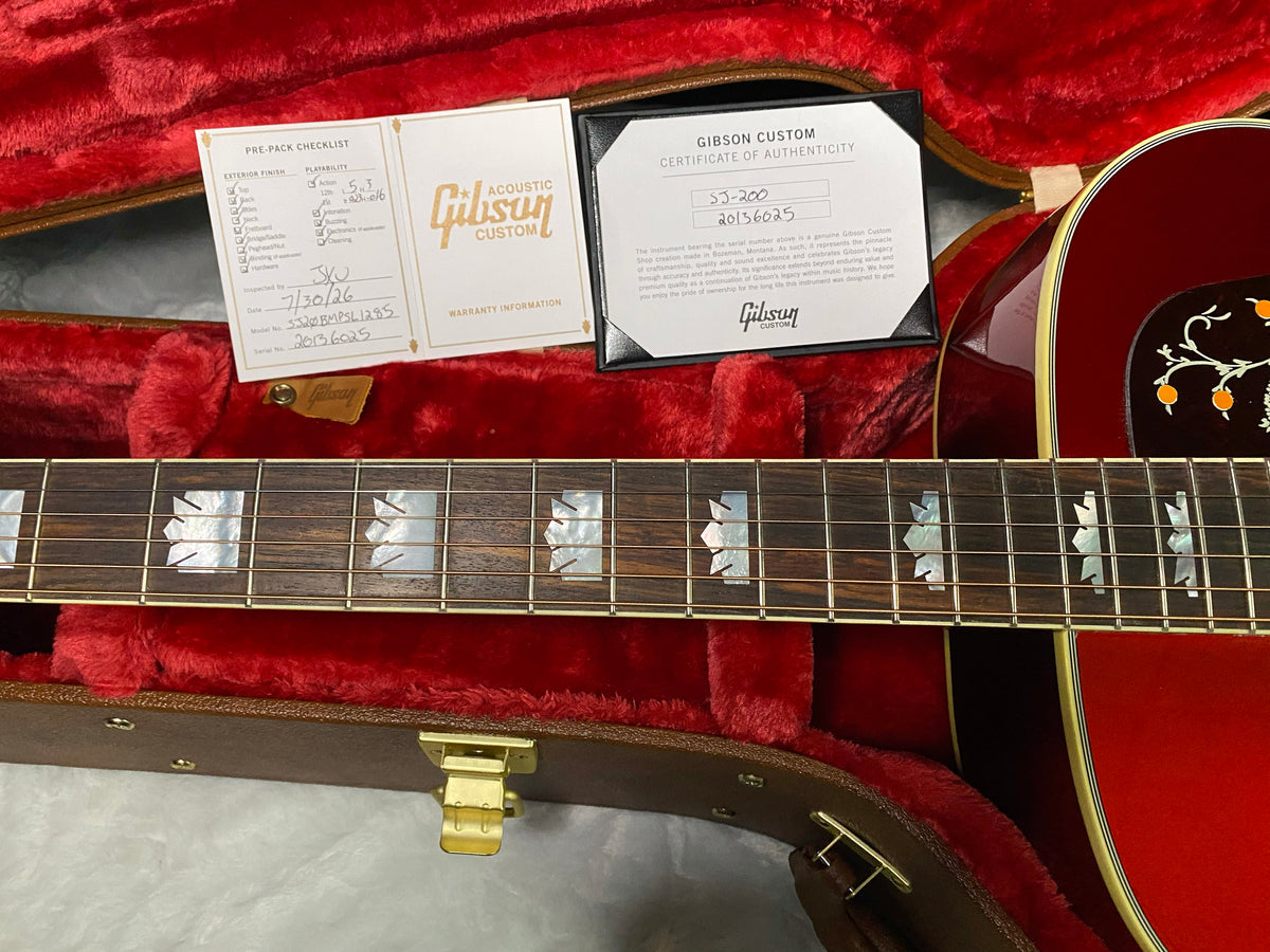 NEW! ! Gibson Custom Acoustic SJ-200 Custom Shop Acoustic-Electric Guitar - Burgundy Mist - Authorized Dealer - 5 lbs - G07806