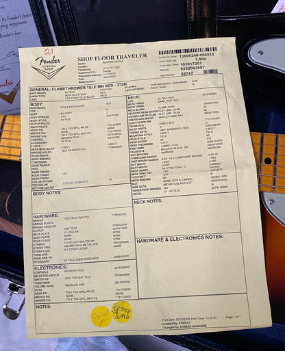 NEW! Fender Custom Shop Flamethrower Telecaster Custom - NOS - Modern Specs - Texas Special Pick-Ups - AAAA Flamed Neck - 3-Tone Sunburst - Authorized Dealer - 7.55lbs - G07106