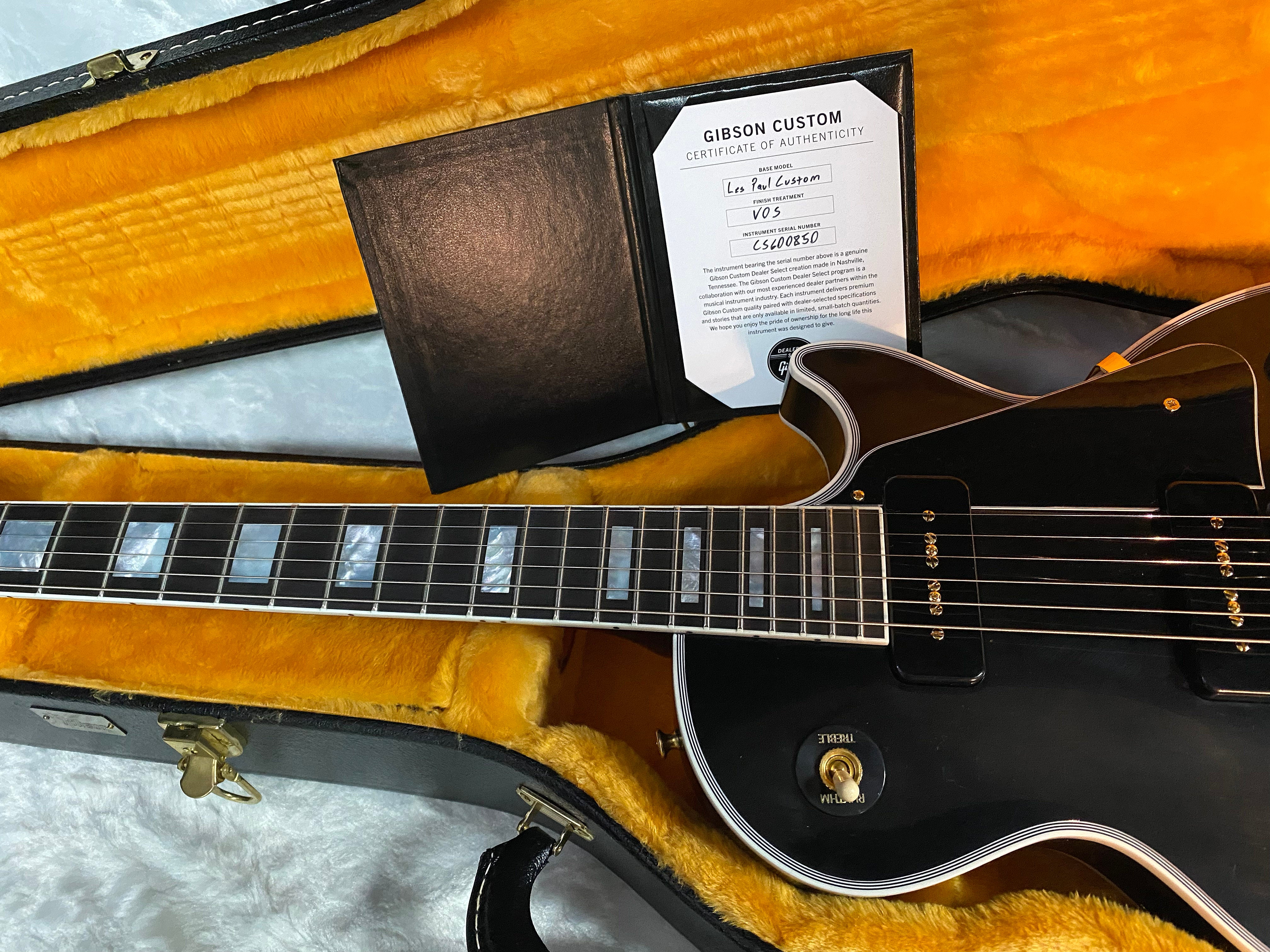 NEW! Gibson Les Paul Custom - Dealer Select - P90 Pick-Ups - VOS Ebony Finish - Custom Shop M2M - Authorized Dealer - 10.3 lbs - G07097