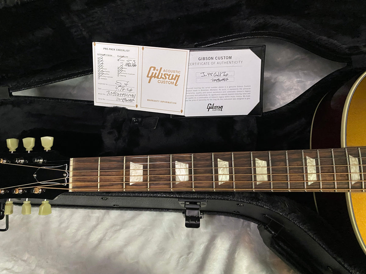 NEW! Gibson Acoustic J-45 Gold Top Acoustic-Electric Guitar - Gold Top - Custom Shop - Limited Edition - 4.1lbs - Authorized Dealer - G07802