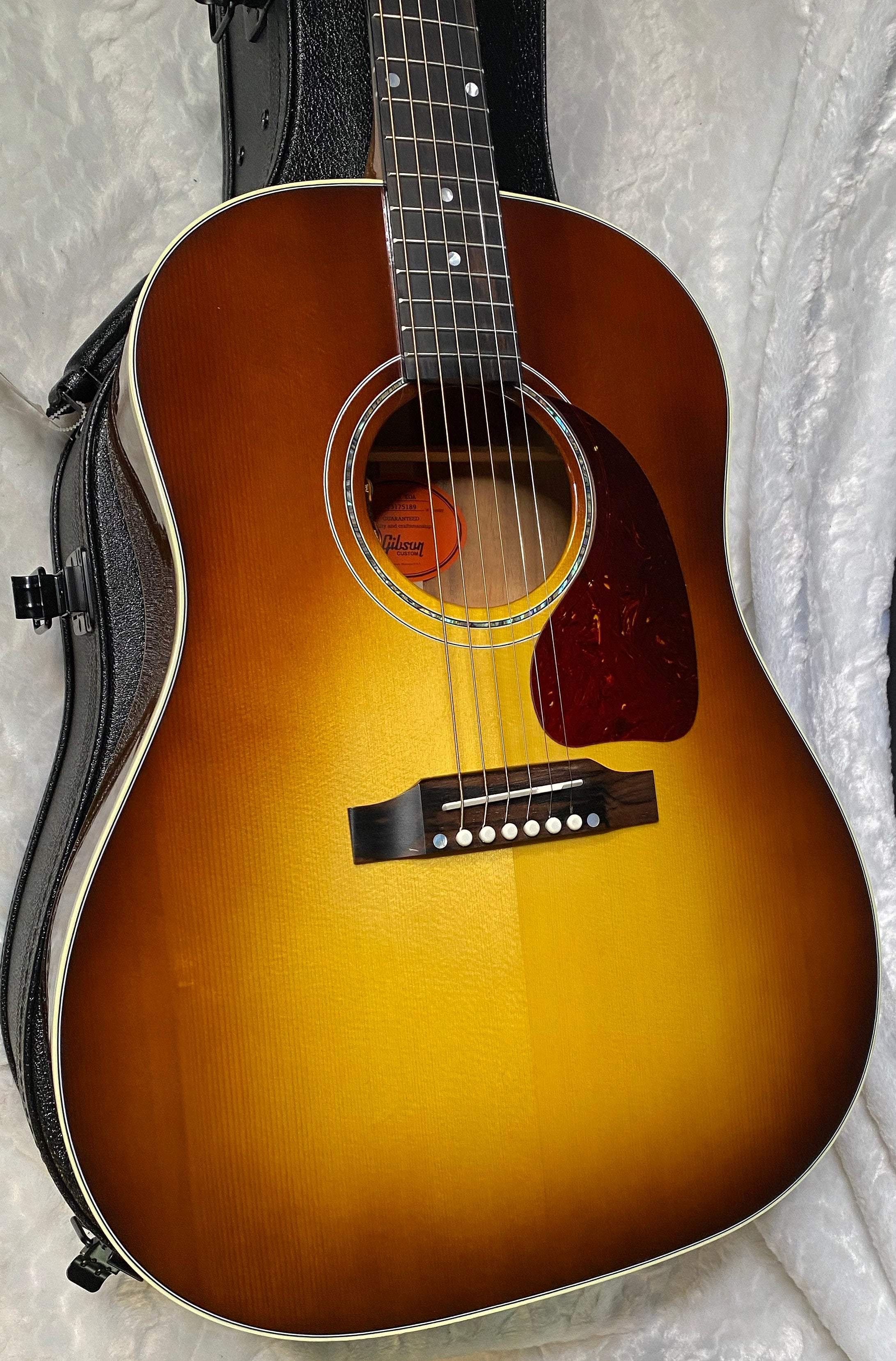 NEW! Gibson Custom Shop J-45 Koa Carpathian Spruce Acoustic-Electric Guitar - Honeyburst - Authorized Dealer - 4.4lbs - G06401