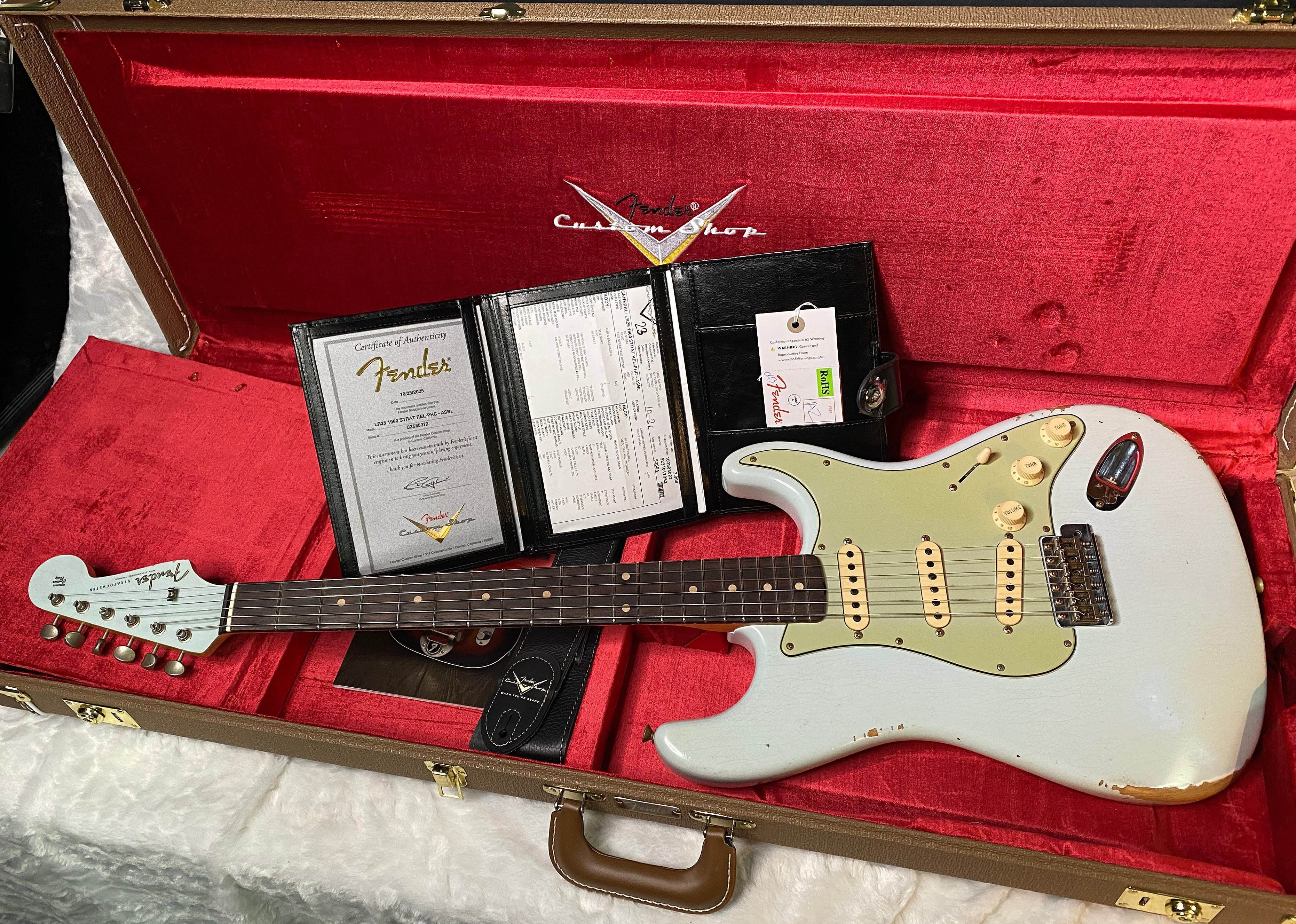 NEW! Fender Limited Edition Custom Shop 1960 Stratocaster Relic - Aged Sonic Blue - Matching Peg Head - 7.8lbs - Authorized Dealer - G07113