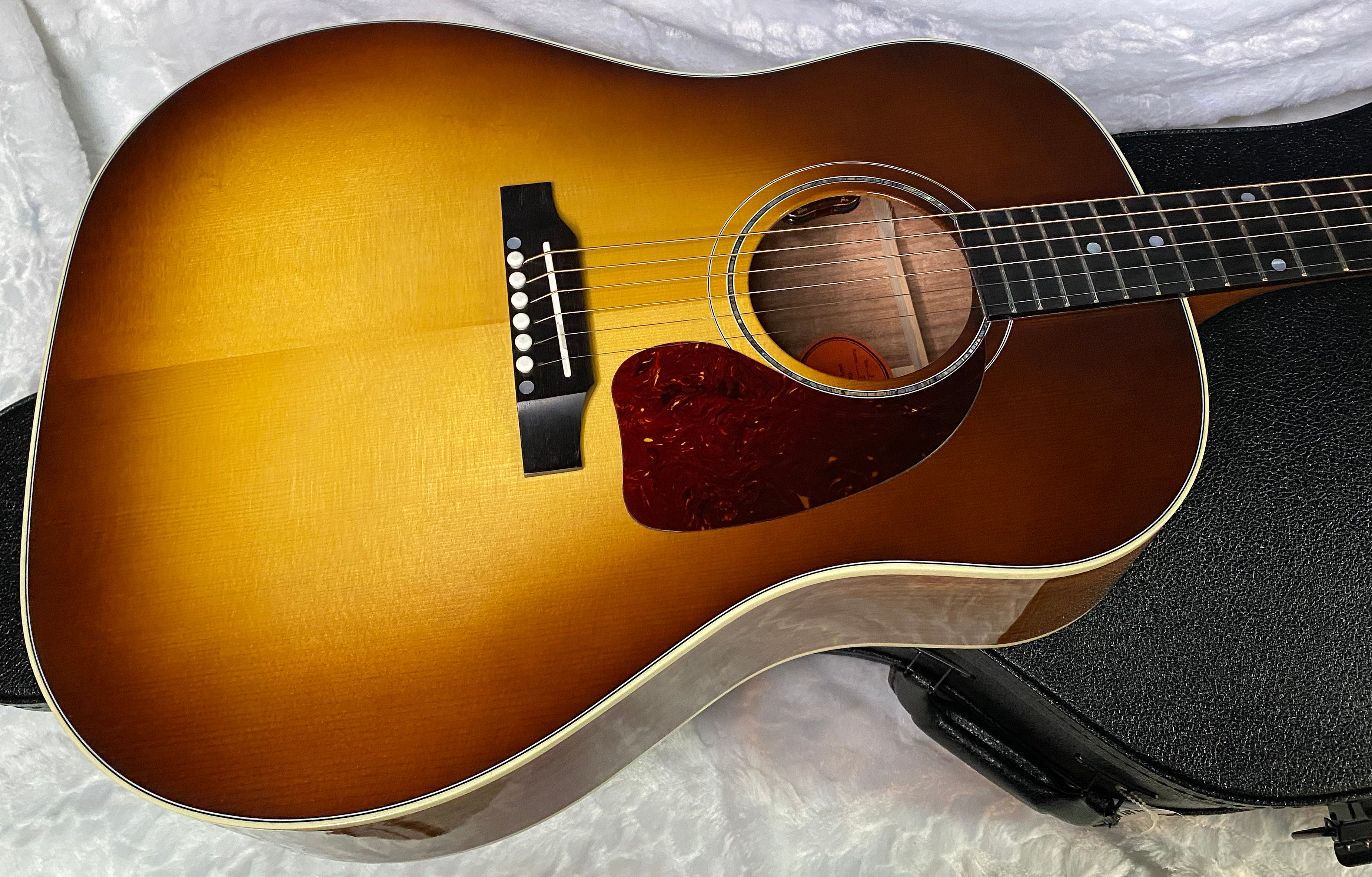 NEW! Gibson Custom Shop J-45 Koa Carpathian Spruce Acoustic-Electric Guitar - Honeyburst - Authorized Dealer - 4.4lbs - G06396