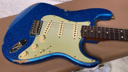 NEW ! Fender Custom Shop Limited Edition 1960's DUALMAG II Stratocaster - Journeyman Relic - Aged Blue Sparkle Finish - AAA Rosewood Board - Authorized Dealer - 7.9lbs - G07110