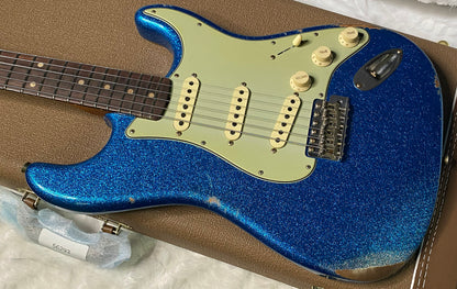 NEW ! Fender Custom Shop Limited Edition 1960's DUALMAG II Stratocaster - Journeyman Relic - Aged Blue Sparkle Finish - AAA Rosewood Board - Authorized Dealer - 7.9lbs - G07110