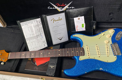 NEW ! Fender Custom Shop Limited Edition 1960's DUALMAG II Stratocaster - Journeyman Relic - Aged Blue Sparkle Finish - AAA Rosewood Board - Authorized Dealer - 7.9lbs - G07110