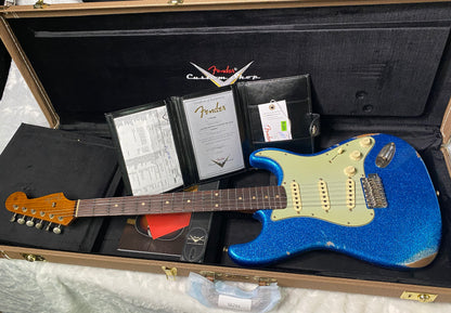 NEW ! Fender Custom Shop Limited Edition 1960's DUALMAG II Stratocaster - Journeyman Relic - Aged Blue Sparkle Finish - AAA Rosewood Board - Authorized Dealer - 7.9lbs - G07110