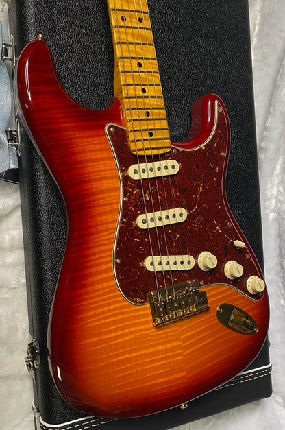 NEW! Fender Limited Edition Custom Deluxe AAA Flame Stratocaster - Hand Wound Pick-Ups - Gold Hardware - Aged Cherry Sunburst - 7.6lbs - Authorized Dealer - G07114 - WOW!