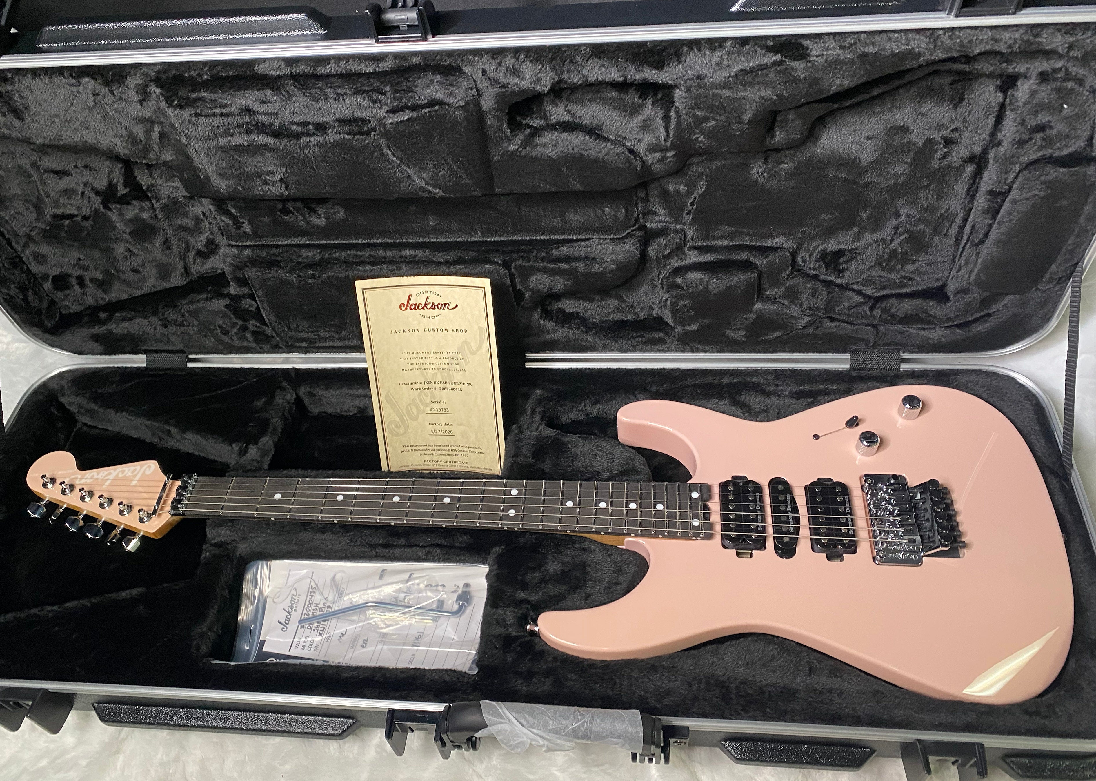 NEW ! Jackson Custom Shop Dinky HSH - Roasted Maple Neck & Ebony Fretboard - DK - Shell Pink - Authorized Dealer - 8.35 lbs - G07118