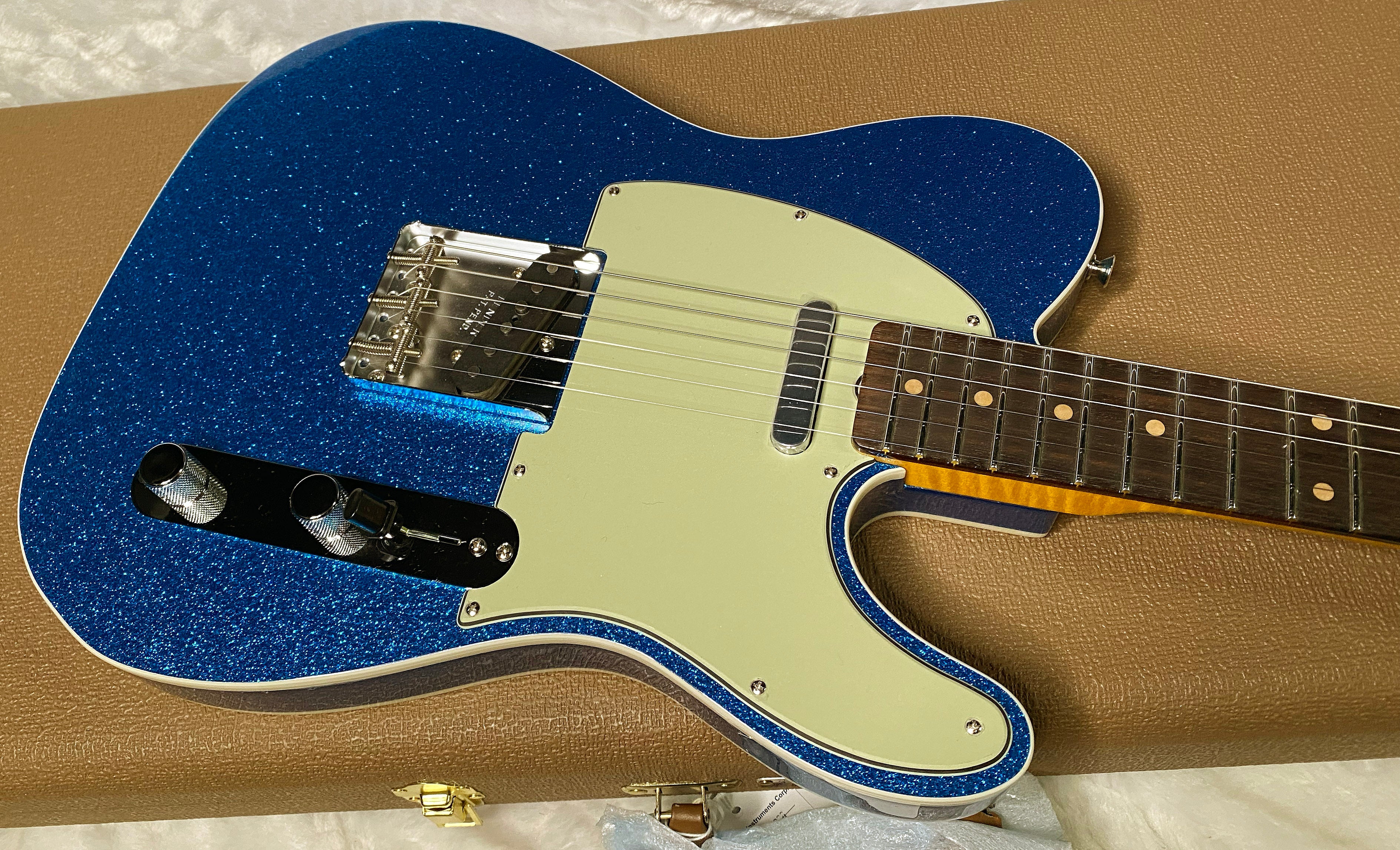 NEW! Fender Custom Shop Flamethrower Telecaster Custom - NOS - Modern Specs - Texas Special Pick-Ups - AAAA Flamed Neck - Blue Sparkle - Authorized Dealer - 7.8 lbs - G07121
