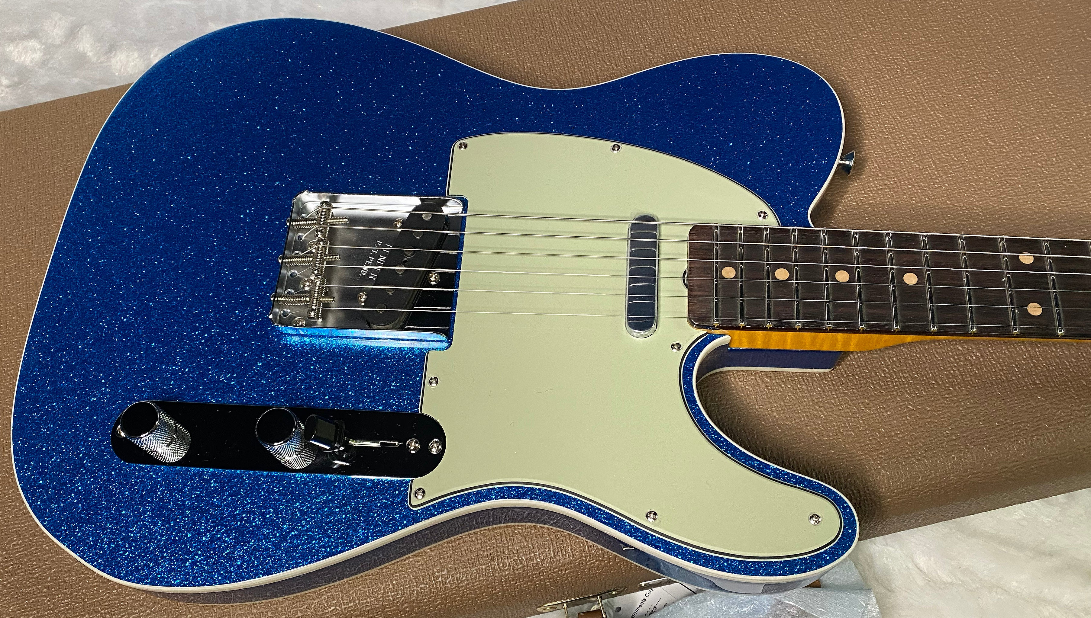 NEW! Fender Custom Shop Flamethrower Telecaster Custom - NOS - Modern Specs - Texas Special Pick-Ups - AAAA Flamed Neck - Blue Sparkle - Authorized Dealer - 7.8 lbs - G07121