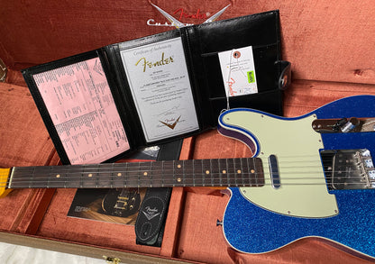 NEW! Fender Custom Shop Flamethrower Telecaster Custom - NOS - Modern Specs - Texas Special Pick-Ups - AAAA Flamed Neck - Blue Sparkle - Authorized Dealer - 7.8 lbs - G07121