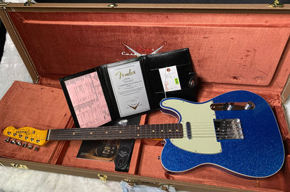 NEW! Fender Custom Shop Flamethrower Telecaster Custom - NOS - Modern Specs - Texas Special Pick-Ups - AAAA Flamed Neck - Blue Sparkle - Authorized Dealer - 7.8 lbs - G07121